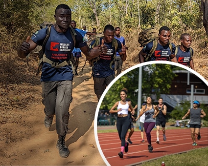 Wildlife Rangers and public runners on race day for the Wildlife Ranger Challenge