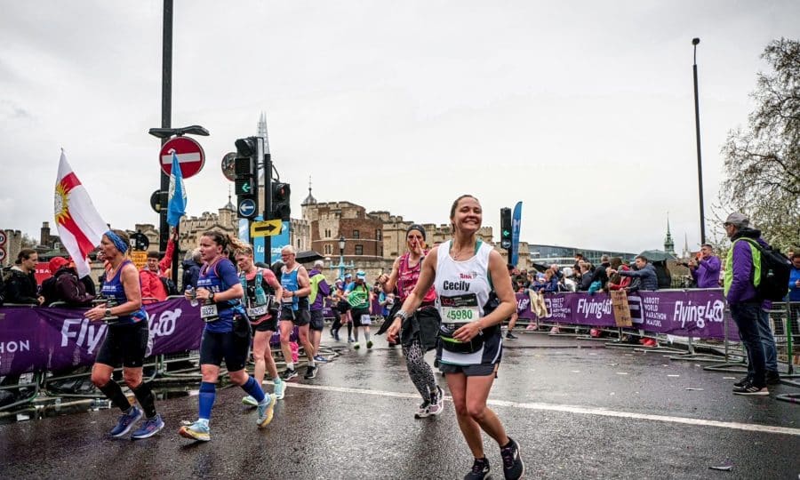 Cecily Martin running in the London Marathon for Tusk