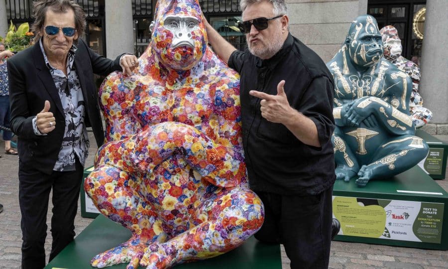 Ronnie Wood and Rankin at the Tusk Gorilla Trail at Covent Garden