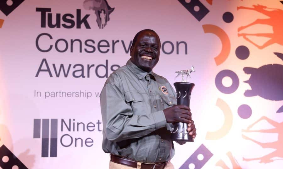 LONDON, ENGLAND - NOVEMBER 27: (L-R) Tusk Award Winner Fanny Minesi, Prince William Award Winner Dr Ekwoge Abwe, Prince William, Prince of Wales and Wildlife Ranger Award Winner Jealous Mpofu attend the 2023 Tusk Conservation Awards at The Savoy Hotel on November 27, 2023 in London, England. (Photo by Chris Jackson/Getty Images for Tusk)