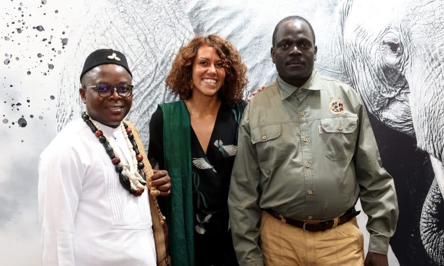 LONDON, ENGLAND - NOVEMBER 27: (L-R) Tusk Award Winner Fanny Minesi, Prince William Award Winner Dr Ekwoge Abwe, Prince William, Prince of Wales and Wildlife Ranger Award Winner Jealous Mpofu attend the 2023 Tusk Conservation Awards at The Savoy Hotel on November 27, 2023 in London, England. (Photo by Chris Jackson/Getty Images for Tusk)