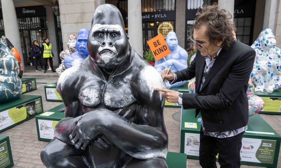 Ronnie Wood with his Gorilla at Tusk Gorilla Trail at Covent Garden