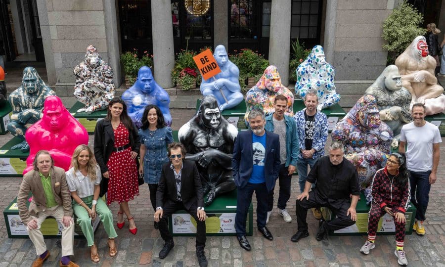 Tusk Gorillas and artists at Tusk Gorilla Trail at Covent Garden