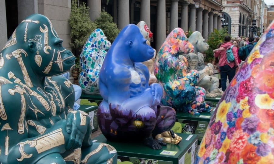Line up of Tusk Gorillas at Covent Garden, London